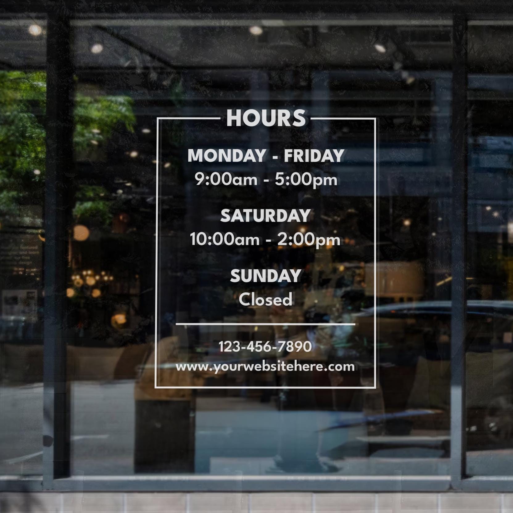 Custom Store Hours Window Decal: Business Opening Sign - Etsy