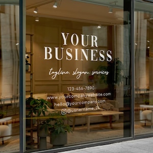 Custom Business Decal | Customizable Logo, Slogan, Info, Website & Phone Number - Window Decal - QR Code - Small Business Vinyl Door Sign
