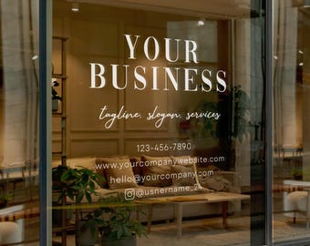 Calcomanía para ventana con logotipo comercial personalizado: Letrero de puerta de vinilo personalizado