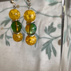 Yellow and Green, Glass and Agate earrings