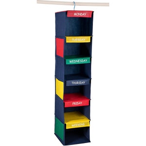 Daily Activity Kids Closet Organizer –11” X 11” X 48” Prepare and Organize a Week’s Worth of Your Children’s Clothing Hangs on Closet Rod