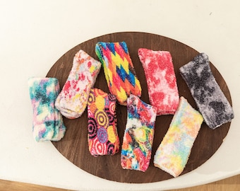 Tie Dye Fuzzy Socks Set: Women&#39;s Plush Loungewear Socks (2 Pairs)