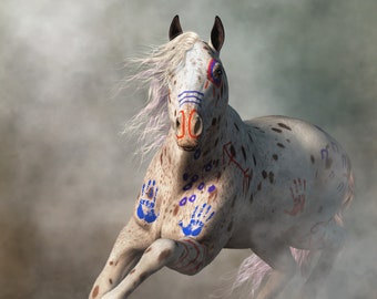 Appaloosa Krieger Pferd, Indianer Pony Print