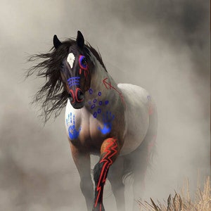 War Horse in the Fog, Horse Art Print