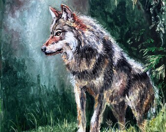 サンチェス ウルフ 狼 遠吠え 絵画 メキシコ 布地 お洒落 個性的 木製 額縁 霧深い森の岩だらけの崖で遠吠えするオオカミ - Etsy 日本