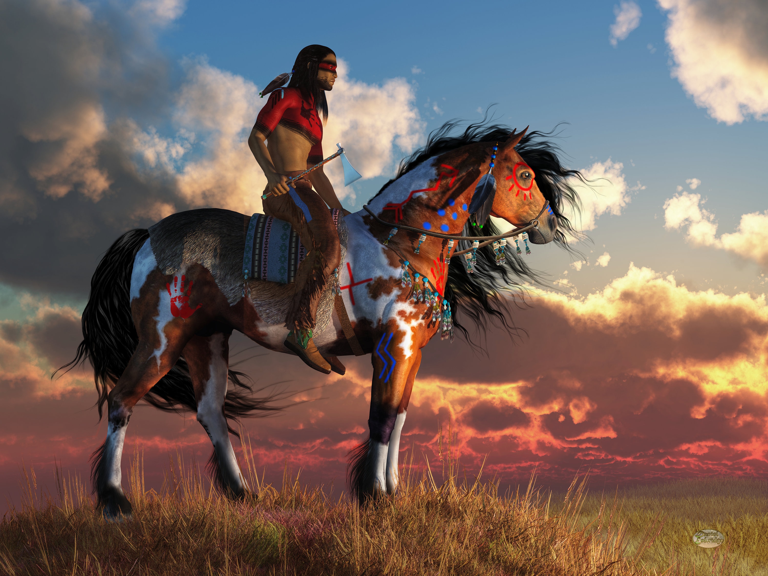Warrior and War Horse, Native American Wild West Print - Etsy