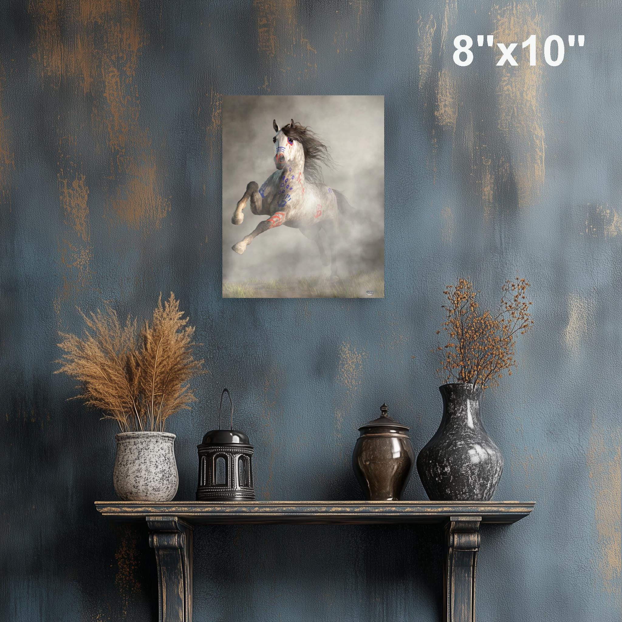 軍馬突撃 - 戦闘ペイントを施したネイティブアメリカンインディアンのポニー - アートプリント - Etsy 日本, image size:2048x2048