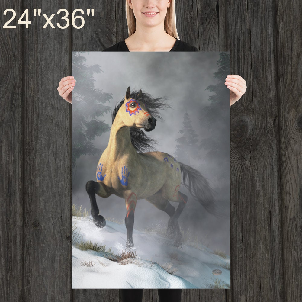 ネイティブアメリカンの戦争ペイントを施したバックスキンの馬 - プリント - 馬をテーマにしたアート - Etsy 日本, image size:1000x1000