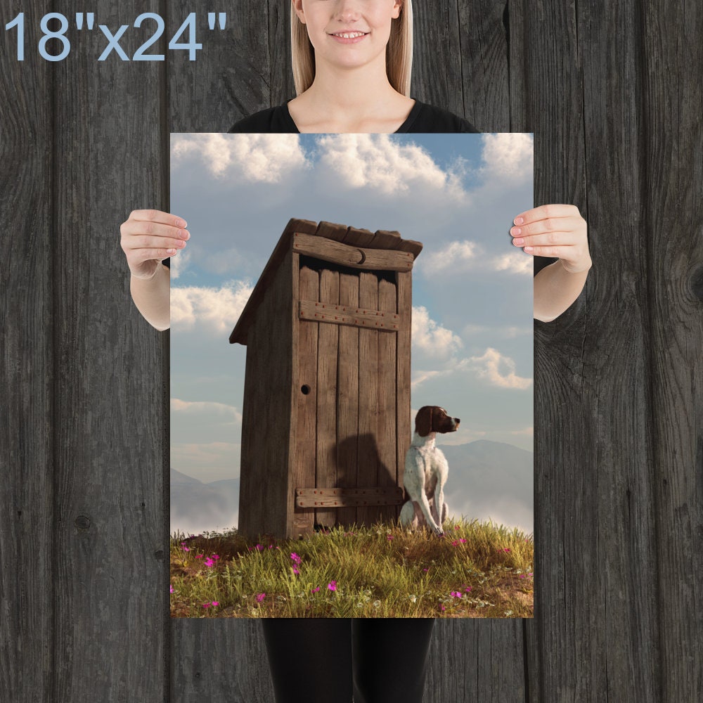 Dog Guarding an Outhouse Dog Themed Wall Art Print for the Etsy