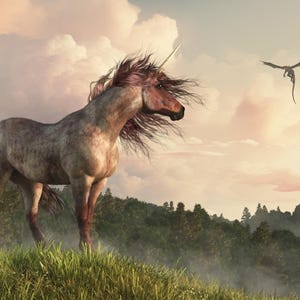 Strawberry Roan Unicorn - Fantasy Horse Art Print