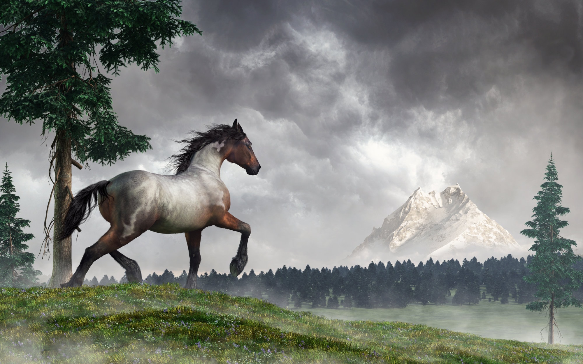 Journey to the Lost Mountain - Print - Horse Wall Art, Animal