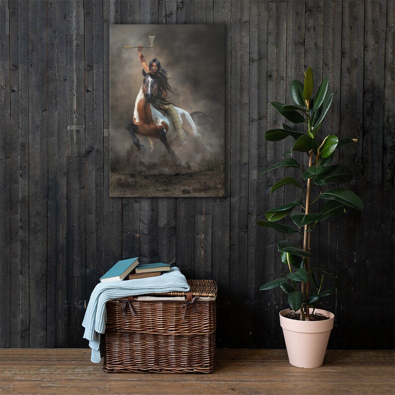 Warrior - Canvas Print - Native American Wall Art Horseback Brave - Etsy