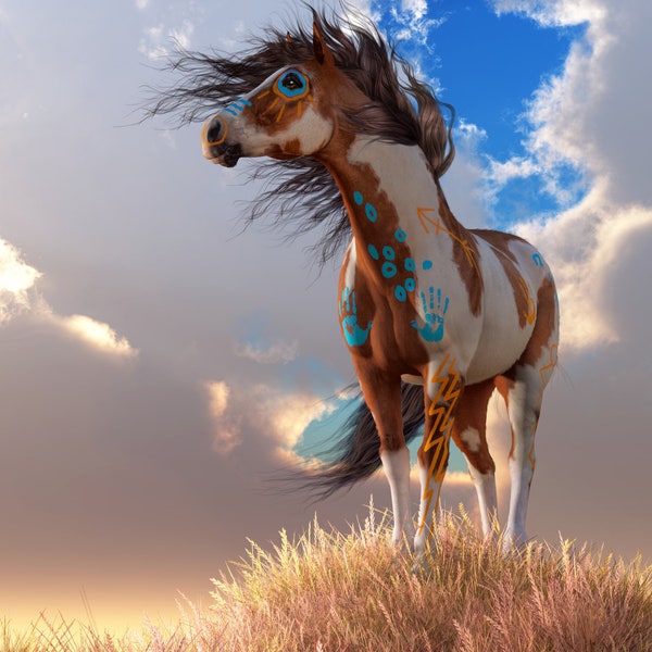 Indian Pony, Native American Horse Themed Wall Art Print