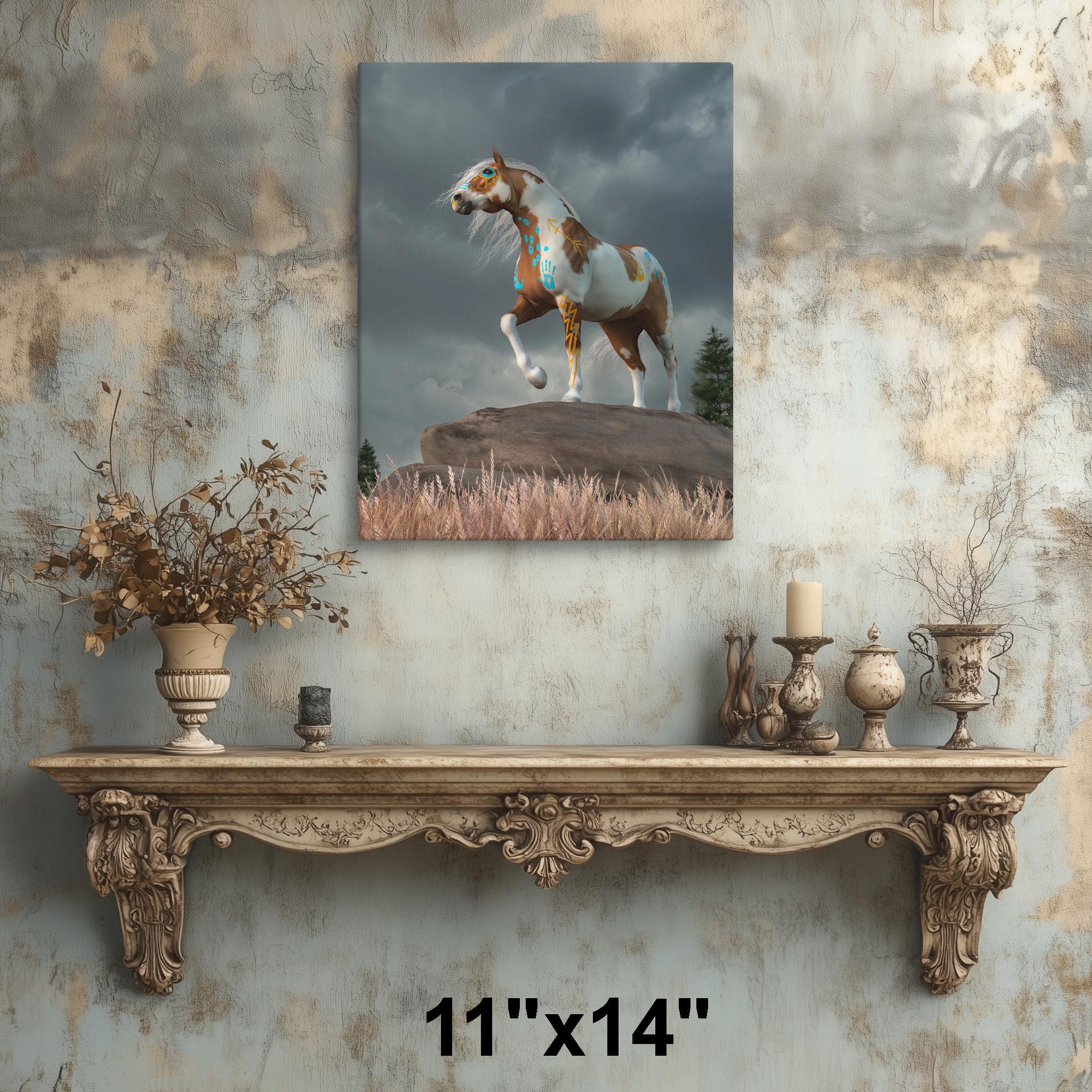 ソレル・ピントの戦争馬 - ワイルドウェストネイティブアメリカンの馬ジクレーキャンバスプリント - Etsy 日本, image size:2048x2048