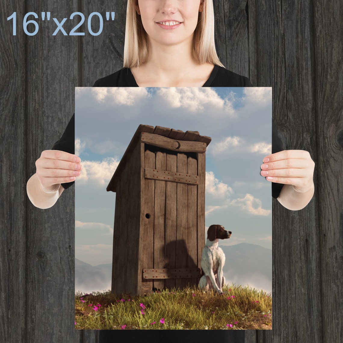 Dog Guarding an Outhouse Dog Themed Wall Art Print for the Etsy