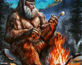 絵画 BIGFOOT Amazon.com: Apple Creek Midnight Visitor - Bigfoot Poster