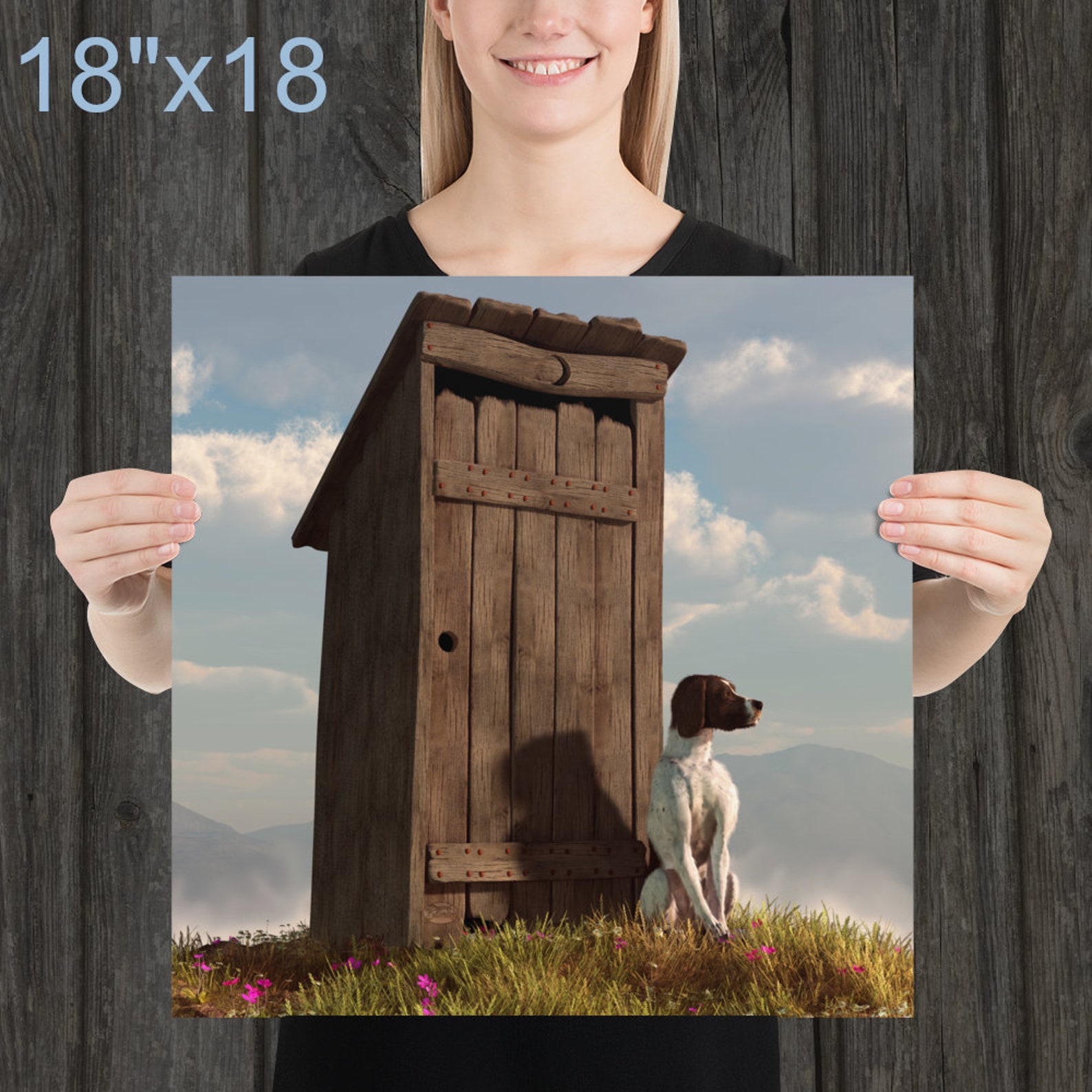 Dog Guarding an Outhouse Dog Themed Wall Art Print for the Etsy