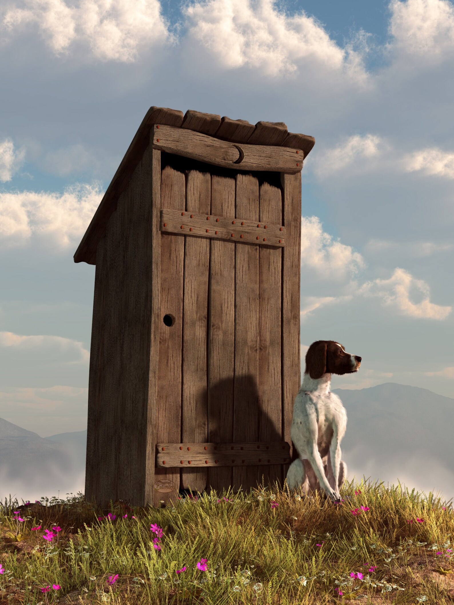 Dog Guarding an Outhouse Dog Themed Wall Art Print for the Etsy