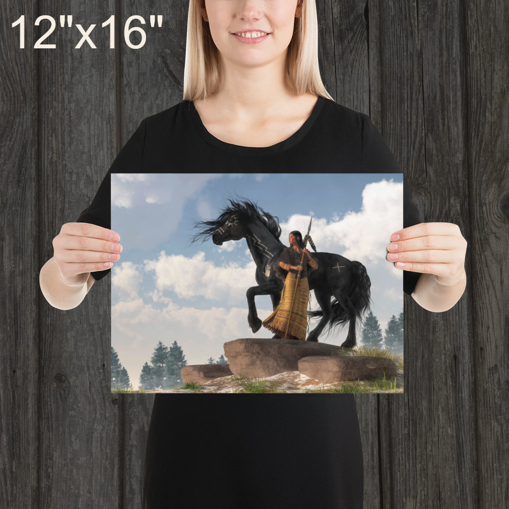 Woman Warrior and War Horse - Print - Native American Wild West Art - Etsy