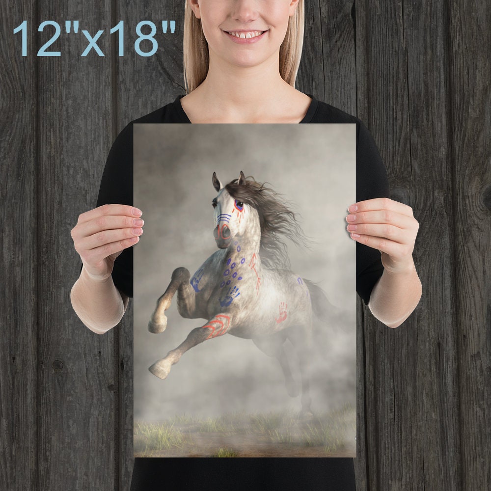 軍馬突撃 - 戦闘ペイントを施したネイティブアメリカンインディアンのポニー - アートプリント - Etsy 日本, image size:1000x1000