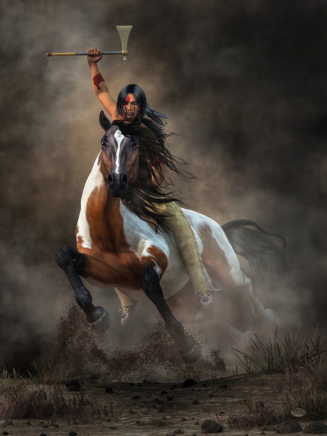 Warrior - Canvas Print - Native American Wall Art Horseback Brave - Etsy