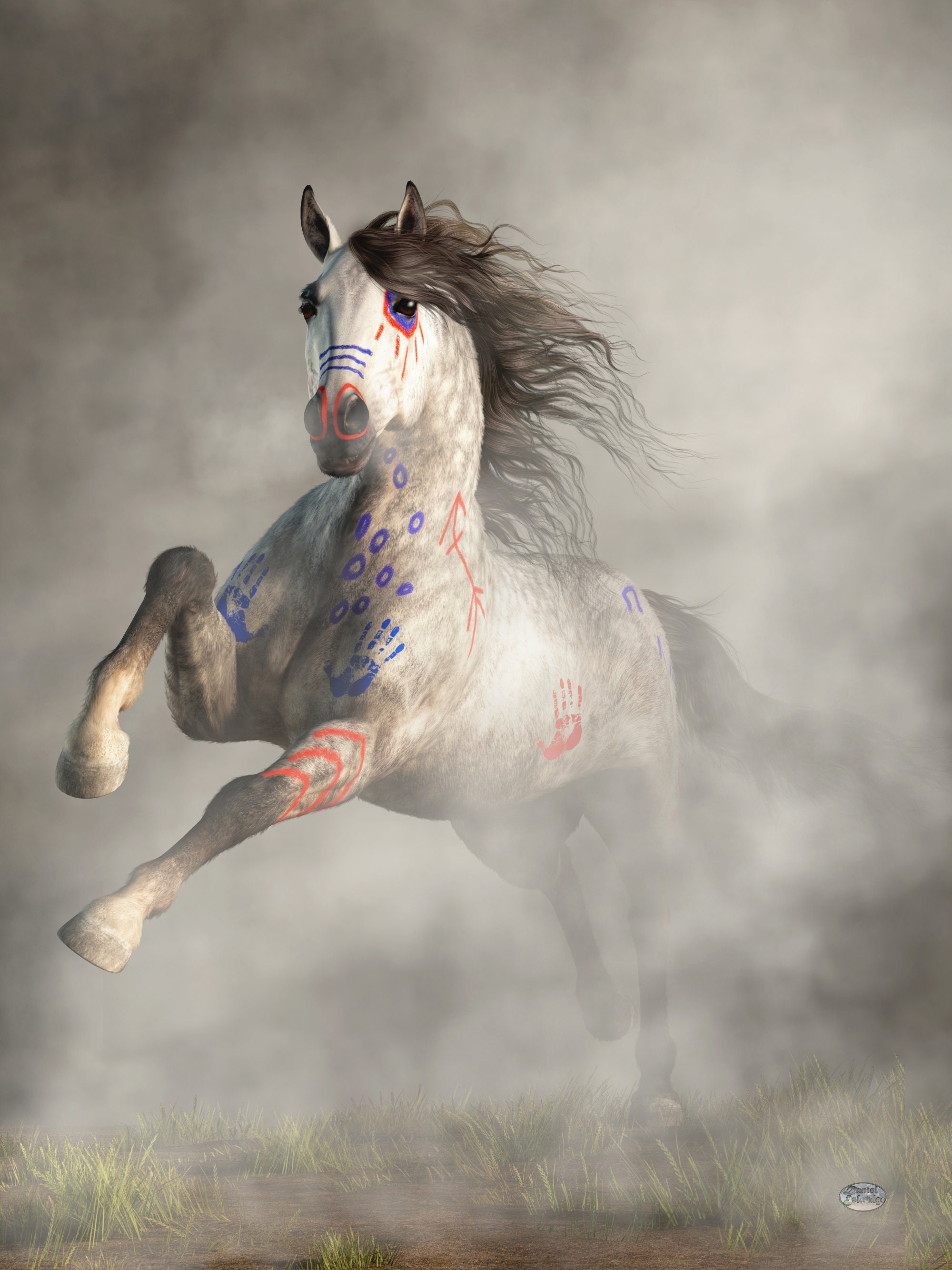 War Horse Charge - Native American Indian Pony in War Paint - Art Print -  Etsy, image size:2000x2667