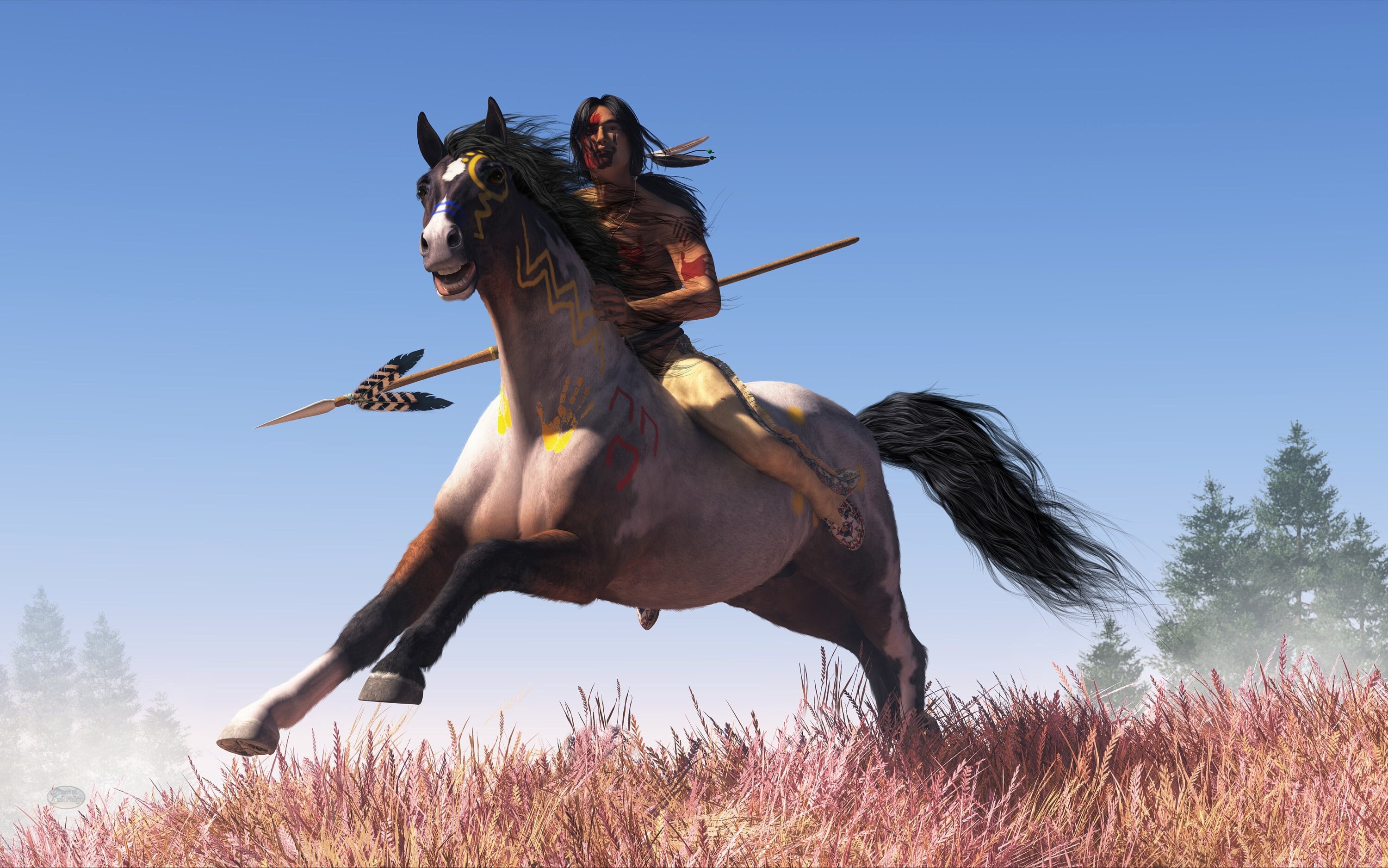 戦争への騎馬戦、ネイティブアメリカンのワイルドウェストアートプリント - Etsy 日本, image size:3000x1876