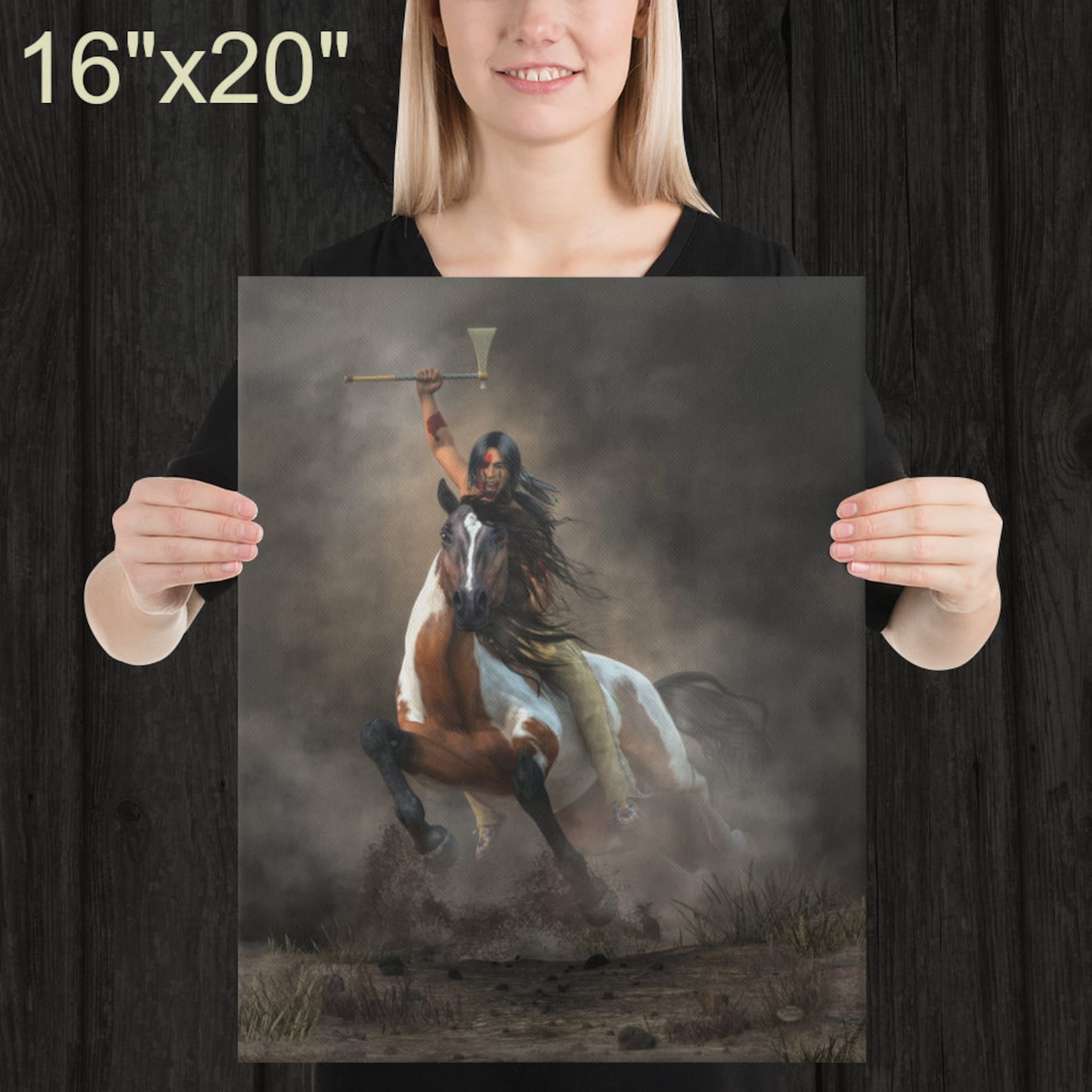 Warrior - Canvas Print - Native American Wall Art Horseback Brave - Etsy