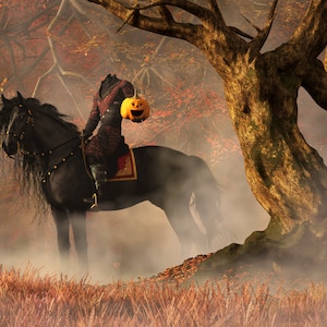 The Headless Horseman, Halloween Themed Art Print