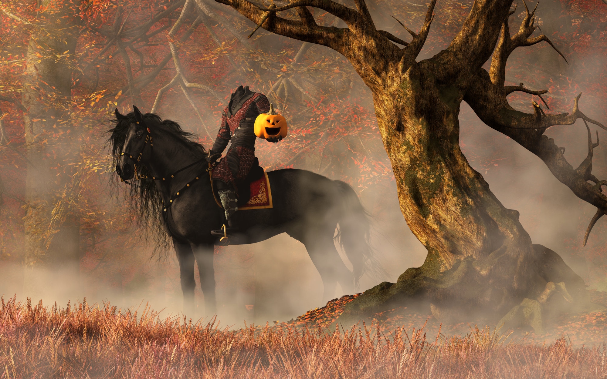 The Headless Horseman, Halloween Themed Art Print