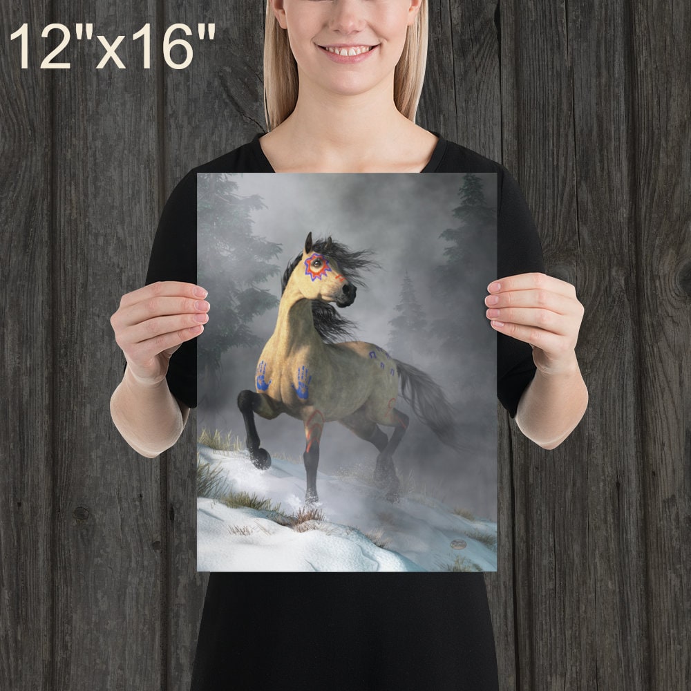 ネイティブアメリカンの戦争ペイントを施したバックスキンの馬 - プリント - 馬をテーマにしたアート - Etsy 日本, image size:1000x1000