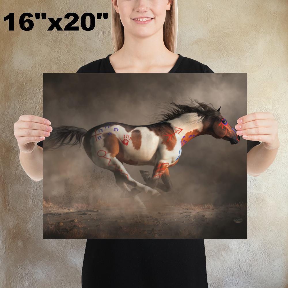 ムスタング戦士 - プリント - ネイティブアメリカンの馬のアートポスター - Etsy 日本, image size:1000x1000