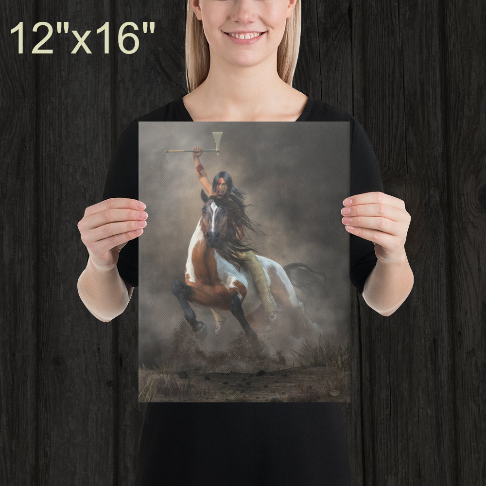 Warrior - Canvas Print - Native American Wall Art Horseback Brave - Etsy