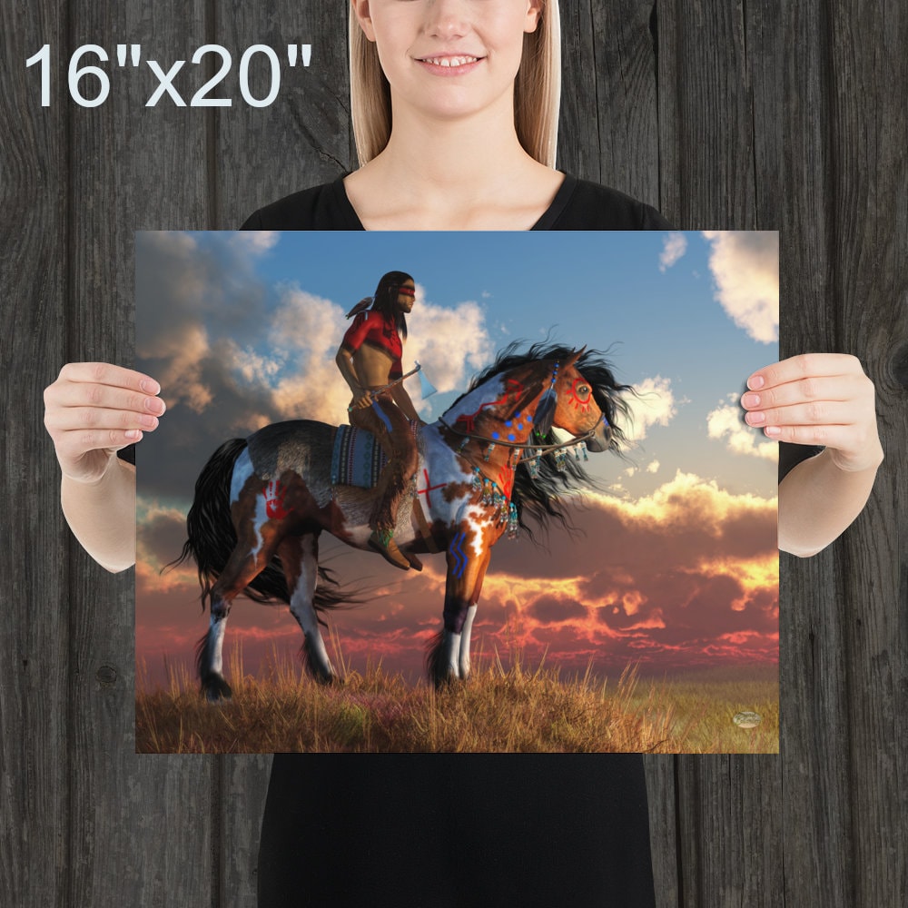 Warrior and War Horse, Native American Wild West Print - Etsy