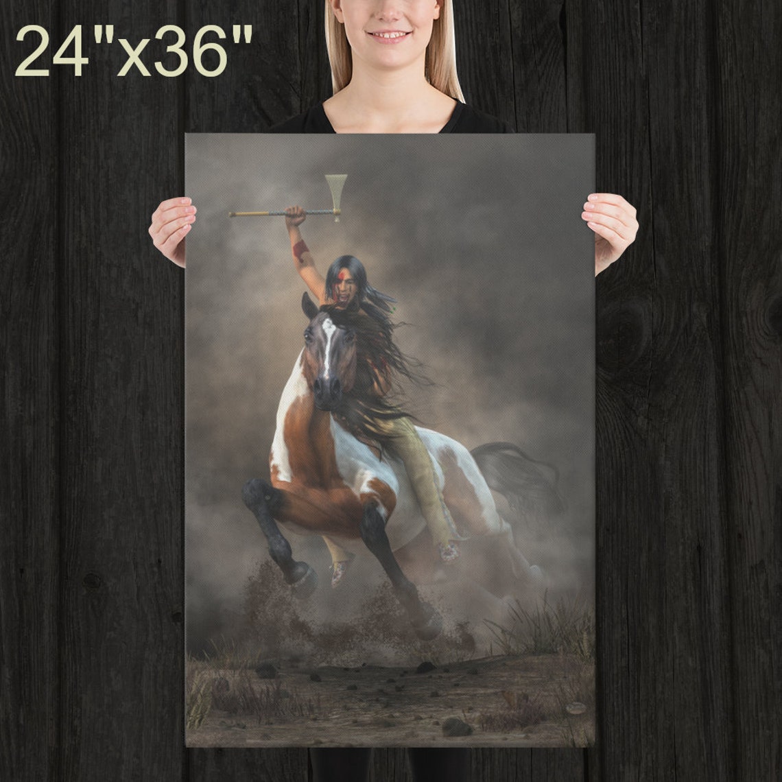 Warrior - Canvas Print - Native American Wall Art Horseback Brave - Etsy