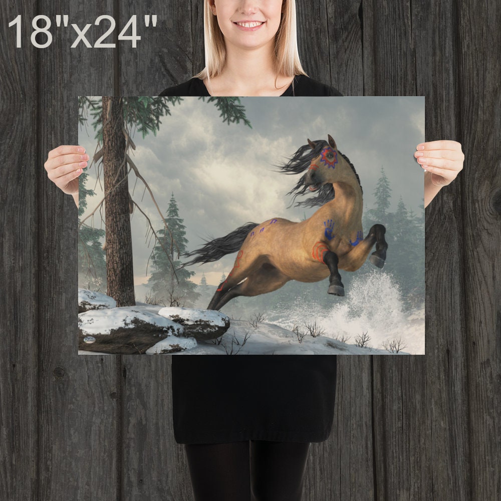 バックスキンの軍馬 - プリント - ネイティブアメリカンの馬の壁アート - Etsy 日本, image size:1000x1000