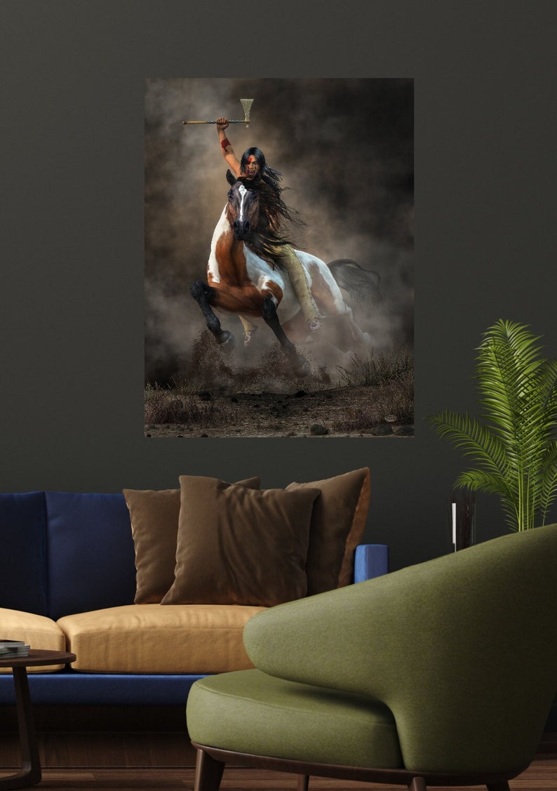 Warrior - Canvas Print - Native American Wall Art Horseback Brave - Etsy