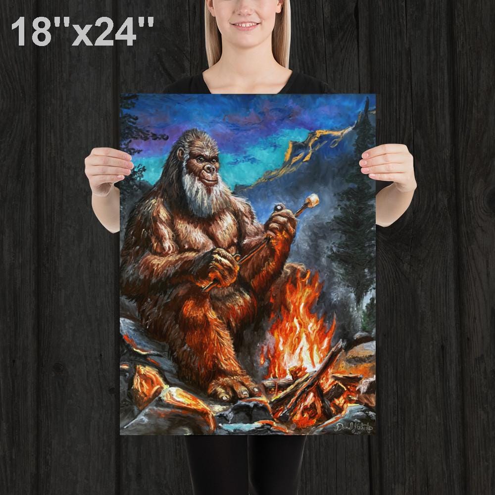 Grandpa Bigfoot- Humorous Sasquatch Wall Art Print by Artist