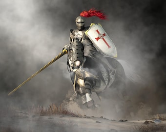 Impresión de arte mural de Joust - Caballero medieval