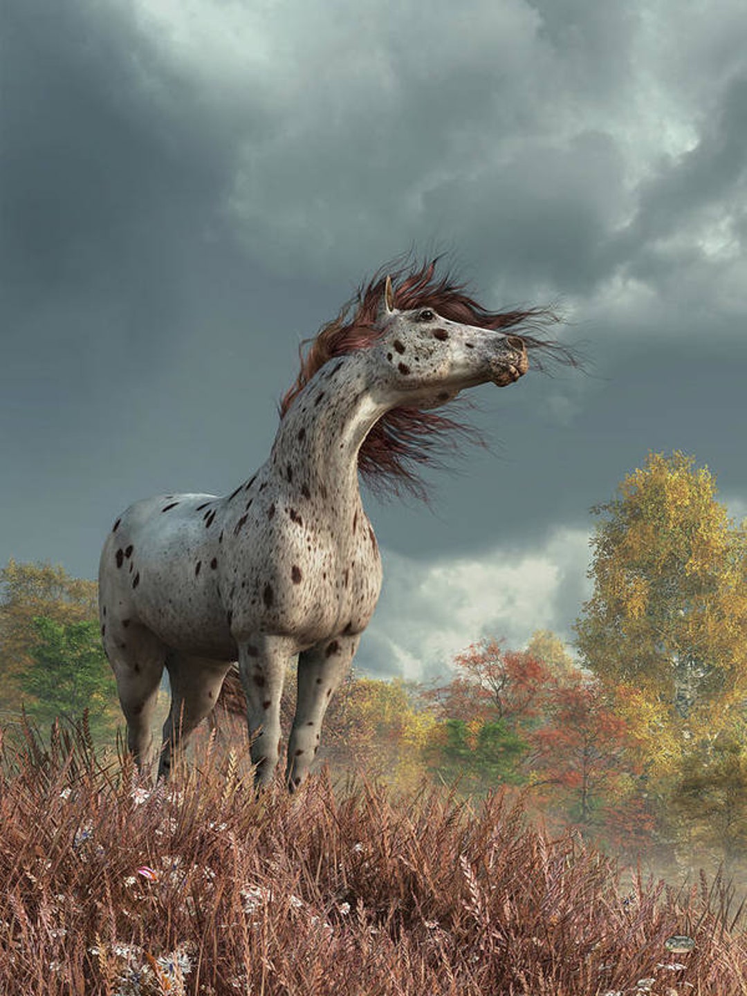 Wild Appaloosa in Winter Mixed Media by Daniel Eskridge