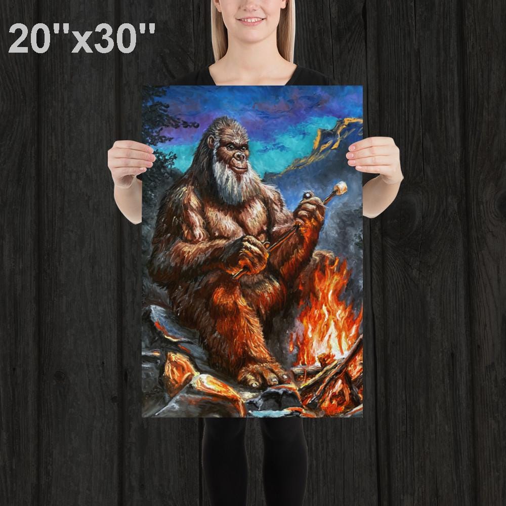 Grandpa Bigfoot- Humorous Sasquatch Wall Art Print by Artist