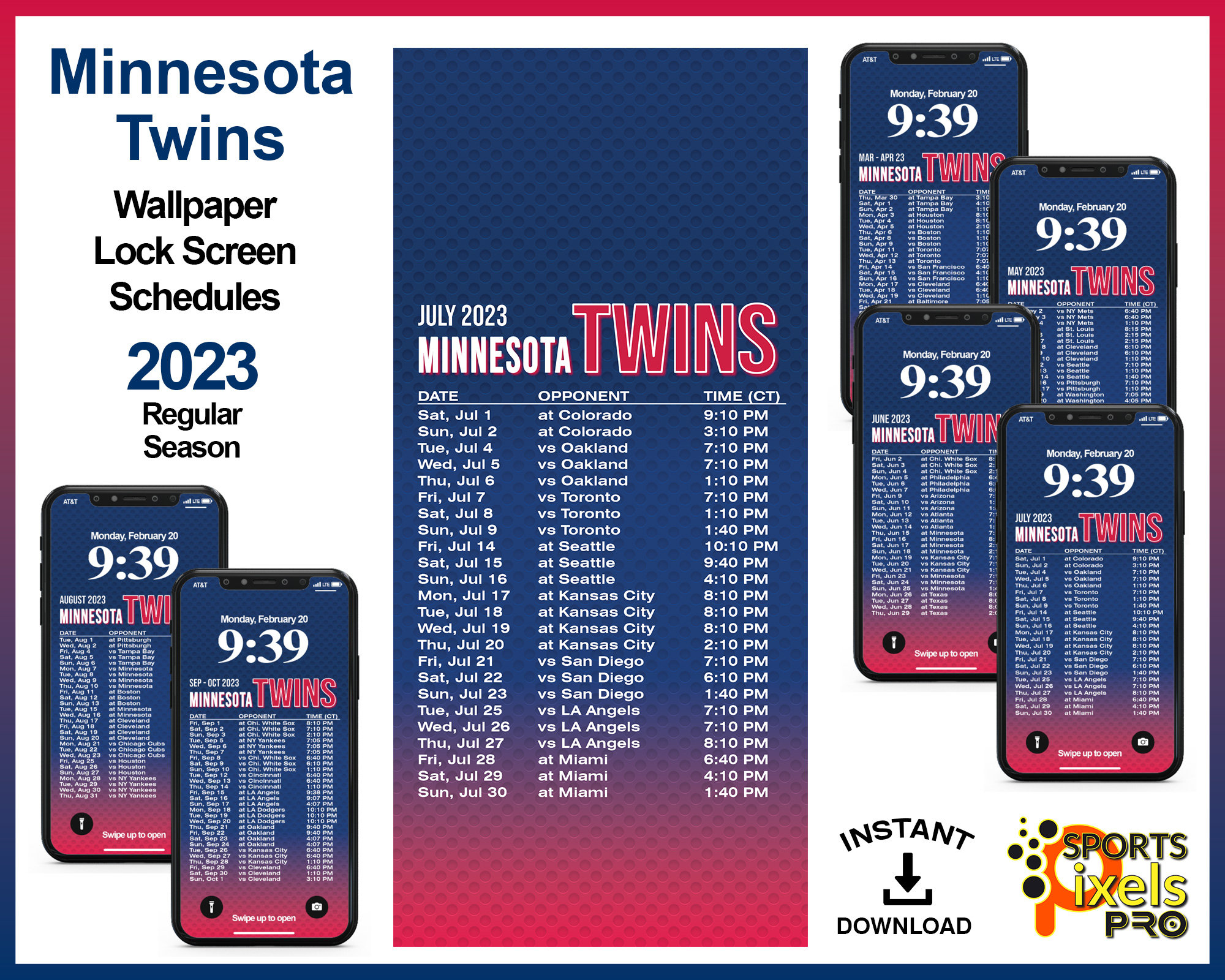 2023 Minnesota Twins Wallpaper Lock Screen Schedule for Apple Etsy
