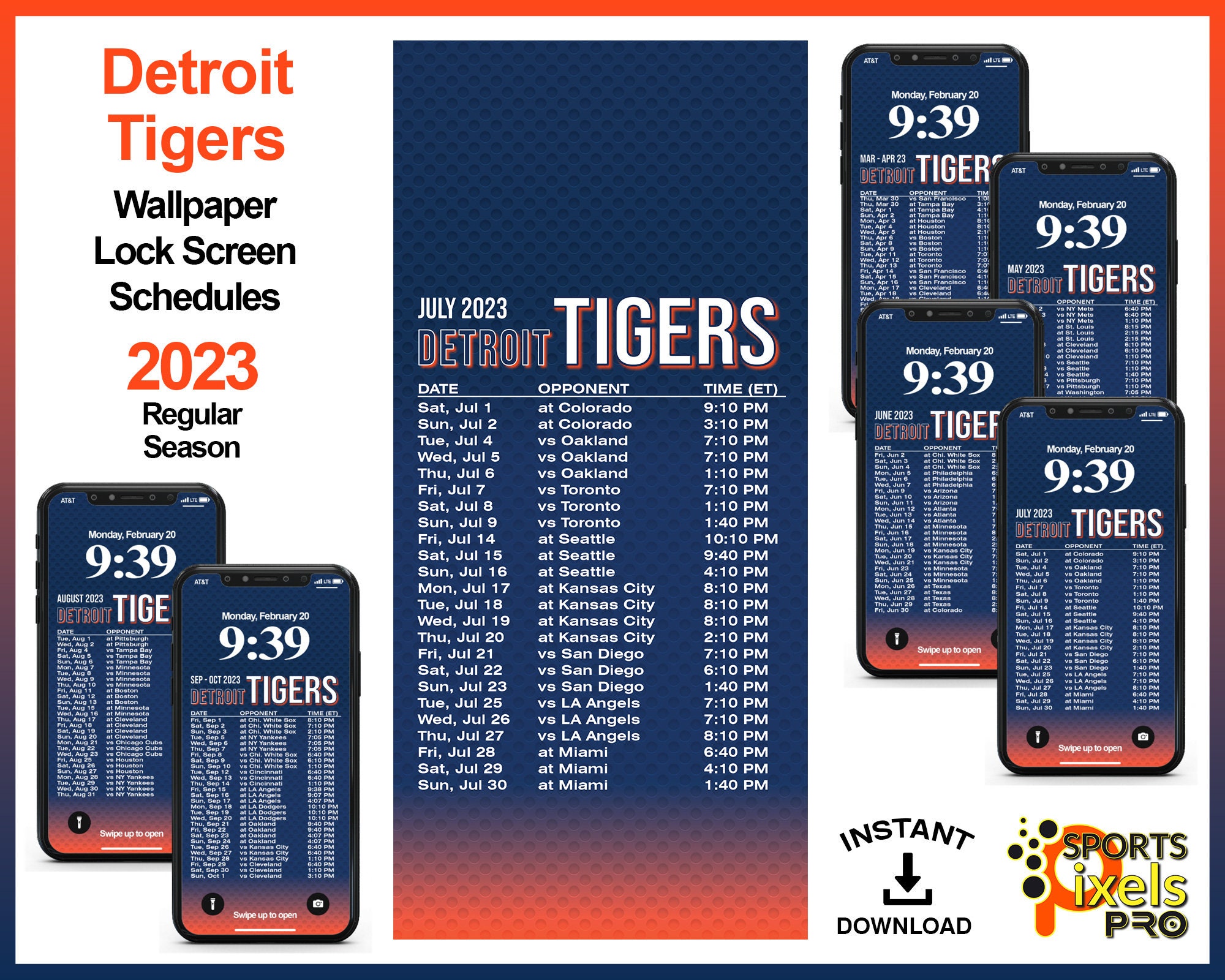 2023 Detroit Tigers Wallpaper Lock Screen Schedule for Apple -   Australia
