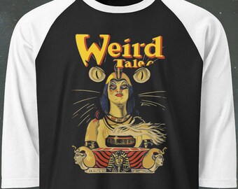 Weird Tales Raglan Shirt - Egyptian Occult Pulp Horror Baseball Tee