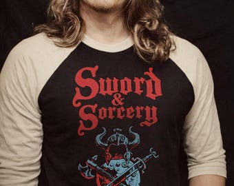 Sword & Sorcery Raglan Tee | Pulp Fantasy Barbarian Illustration
