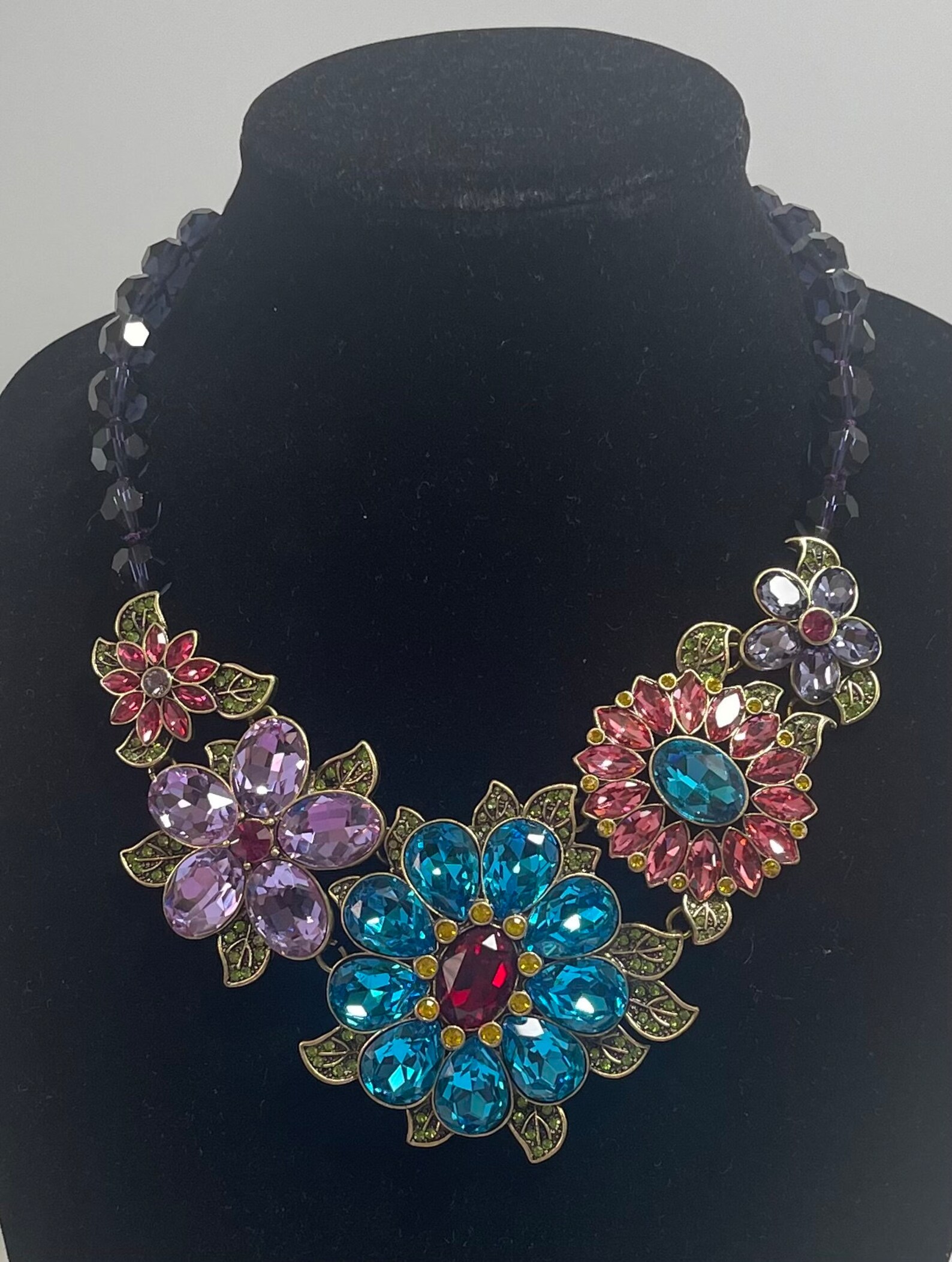 Heidi Dause Glorious Garden Floral Rhinestone Statement Necklace - Etsy