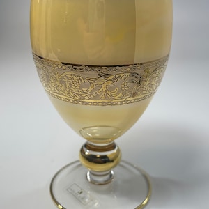 Gilded Wine Goblet Art Glass Wine Goblet Gilded Wine Glass Rare Celebration Wine Glass Exotic Goblet  Vintage Interglas Italy Wine Glass