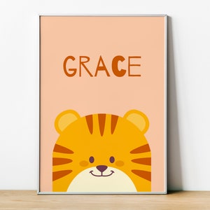 Cute Tiger Art | Personalized Wall Art Print | Baby Birthday Gift | Kids Birthday Gift | Custom Gift | 1st Birthday Gift | Nursery Art Print