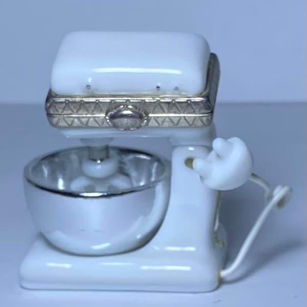 Stand Mixer with Spatula Trinket Porcelain Hinged Box Midwest PHB  Tilts Up and Down!