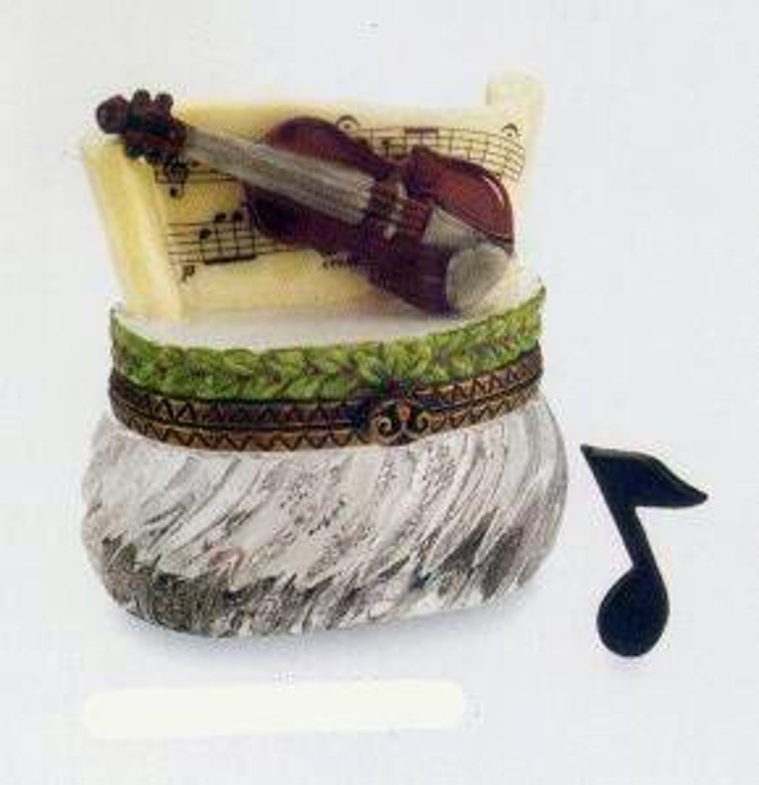 Violin With Musical Note Trinket Porcelain Hinged Box Midwest PHB New ...